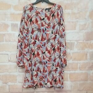 NWT Ellen Tracy Size L Multicolor Floral Long Sleeve Dress